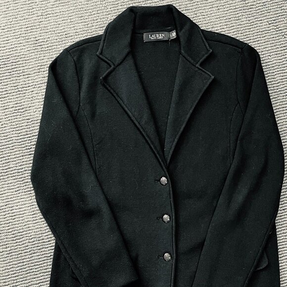 RALPH LAUREN Sweater-Knit Blazer, Black, Size L - Picture 2 of 6